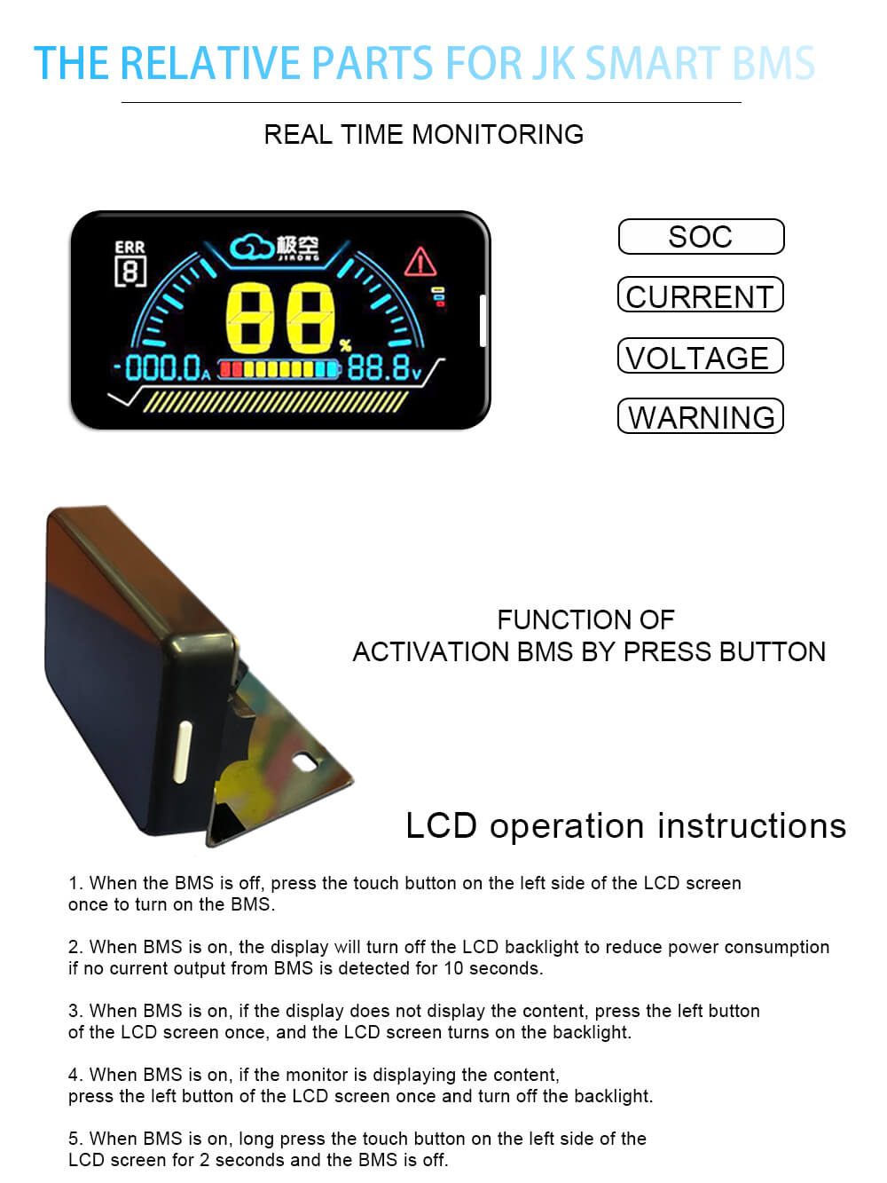 JKBMS 2.5 LCD Power Board Display 4.3 LCD Display Adapter RS485 CAN Module for JIKONG BMS (11)