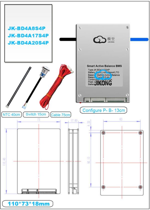 JKBMS 3S-25S Active Balance Smart BMS For Lifepo4 li-ion LTO Battery Support for Android IOS Phone JIKONG BMS (5)(1)