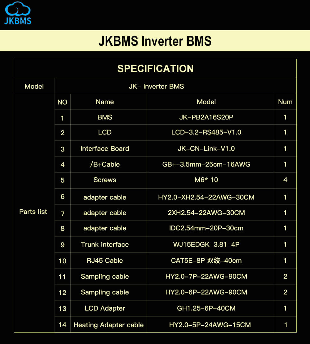 JKBMS 8S-16S Active Balance Inverter BMS Balance Current 1A-2A Continuous Current 100A-150A-200A Family Energy Storage Lifepo4Li-ionLTO for Growatt Deye Etc Inverter BMS (2)